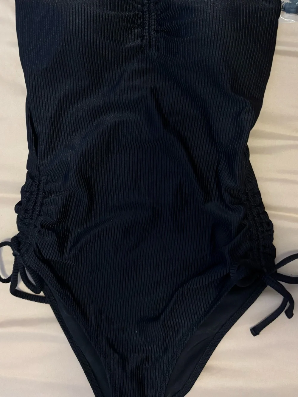 aerie Black Ribbed One-Piece Swimsuit